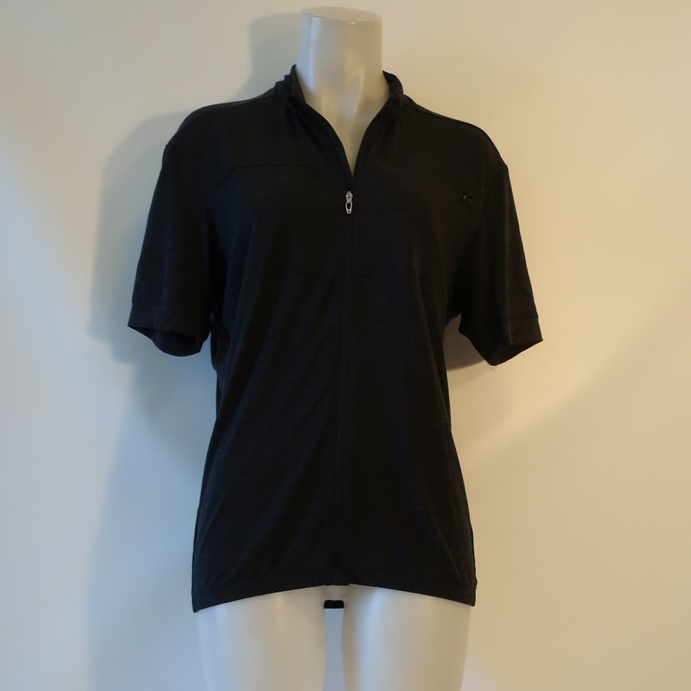NWT Mens RBX Black Activewear Merino Wool Blend Jersey Full Zip Shirt L *
